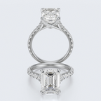 White gold front and profile views of JP-ER-0002 emerald-cut lab-grown diamond engagement ring