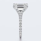 White gold profile view of JP-ER-0002 emerald-cut lab-grown diamond engagement ring