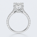 White gold rear view of JP-ER-0002 emerald-cut lab-grown diamond engagement ring
