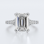 White gold top view of JP-ER-0002 emerald-cut lab-grown diamond engagement ring