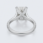 White gold under-gallery view of JP-ER-0002 emerald-cut lab-grown diamond engagement ring