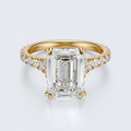 Yellow gold front view of JP-ER-0002 emerald-cut lab-grown diamond engagement ring