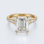 Yellow gold front view of JP-ER-0002 emerald-cut lab-grown diamond engagement ring