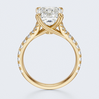 Yellow gold profile view of JP-ER-0002 emerald-cut lab-grown diamond engagement ring