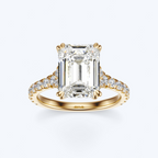 Yellow gold top view of JP-ER-0002 emerald-cut lab-grown diamond engagement ring
