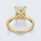 Yellow gold under-gallery view of JP-ER-0002 emerald-cut lab-grown diamond engagement ring