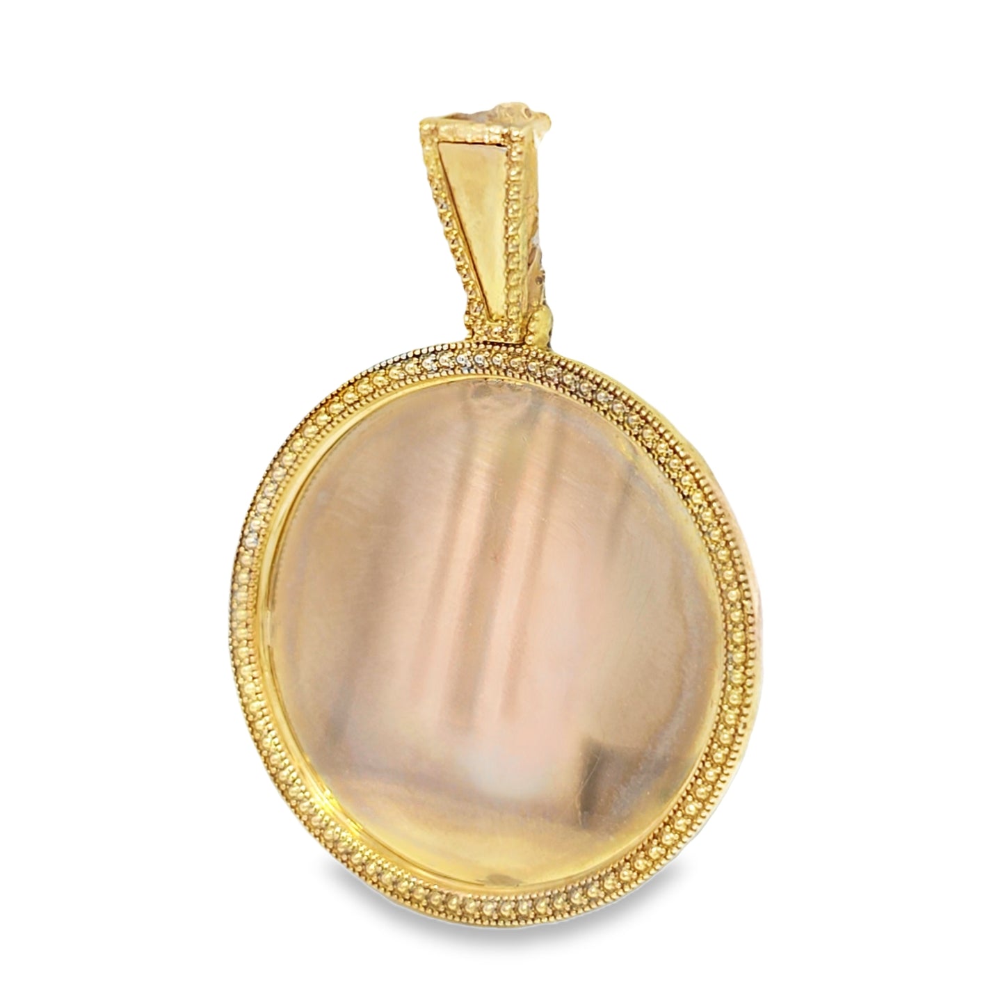 10k Yellow Gold Diamond Frame Pendant 1.00 ctw double side picture