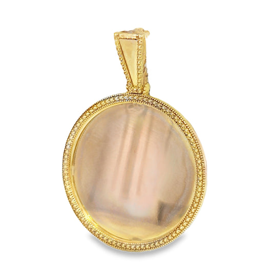 10k Yellow Gold Diamond Frame Pendant 1.00 ctw double side picture