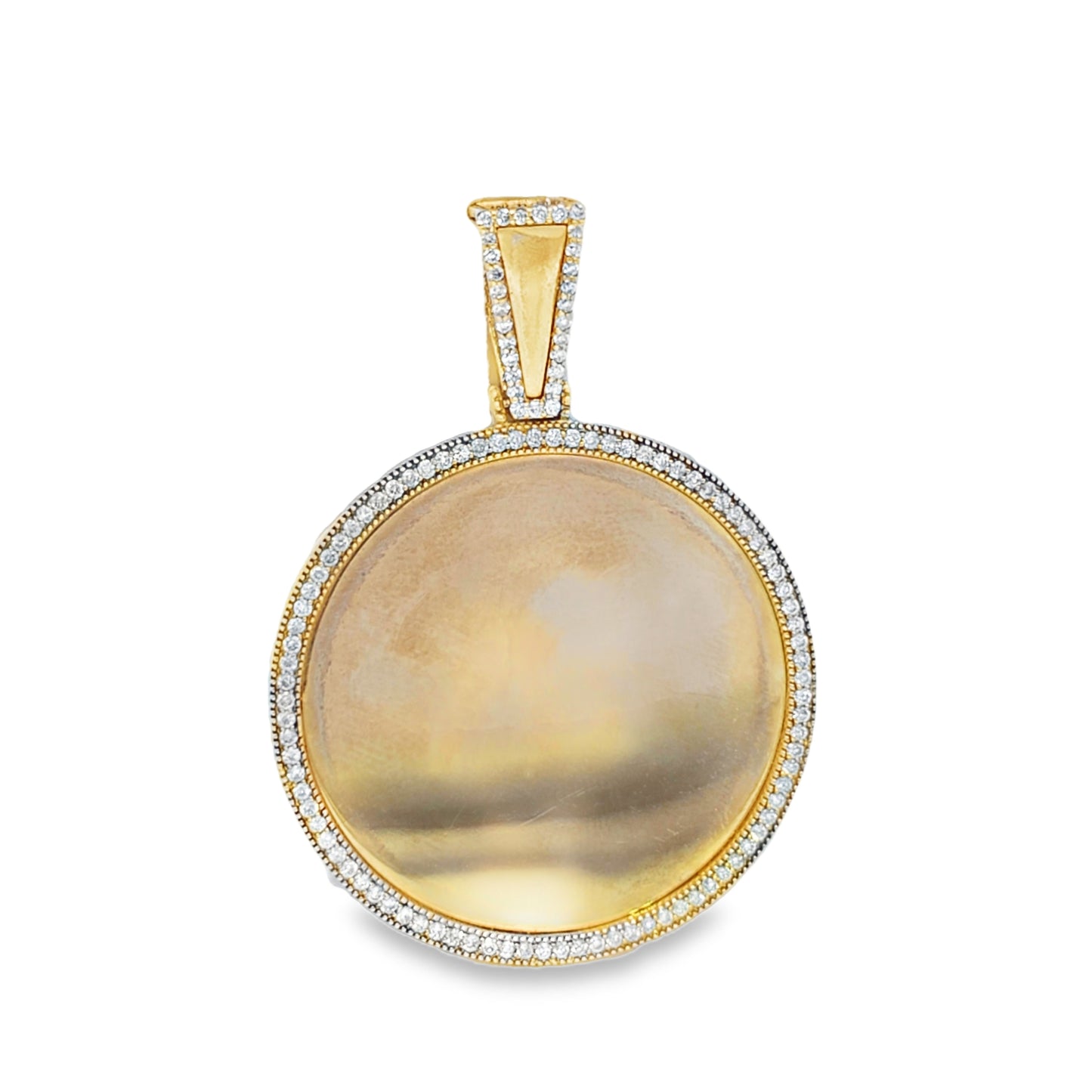 10k Yellow Gold Diamond Frame Pendant 1.00 ctw double side picture