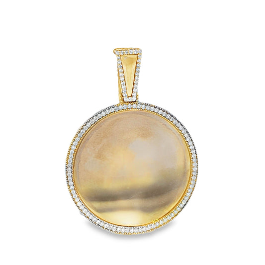 10k Yellow Gold Diamond Frame Pendant 1.00 ctw double side picture