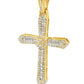 10K Yellow Gold Baguette Layered Diamond Cross Pendant 1.80 ctw