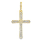 10K Yellow Gold Baguette Layered Diamond Cross Pendant 1.80 ctw