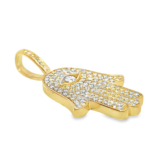 Enlightened Hamsa Pendant 1.45 ctw Diamond 10K Yellow Gold