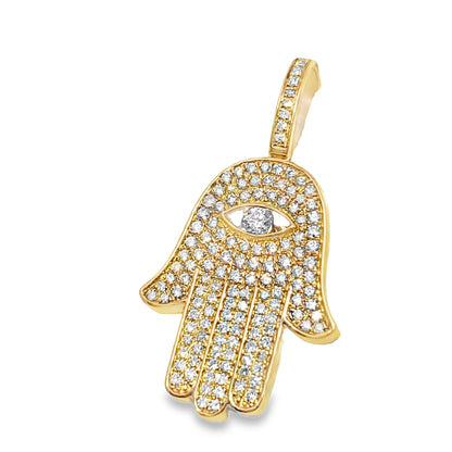 Enlightened Hamsa Pendant 1.45 ctw Diamond 10K Yellow Gold