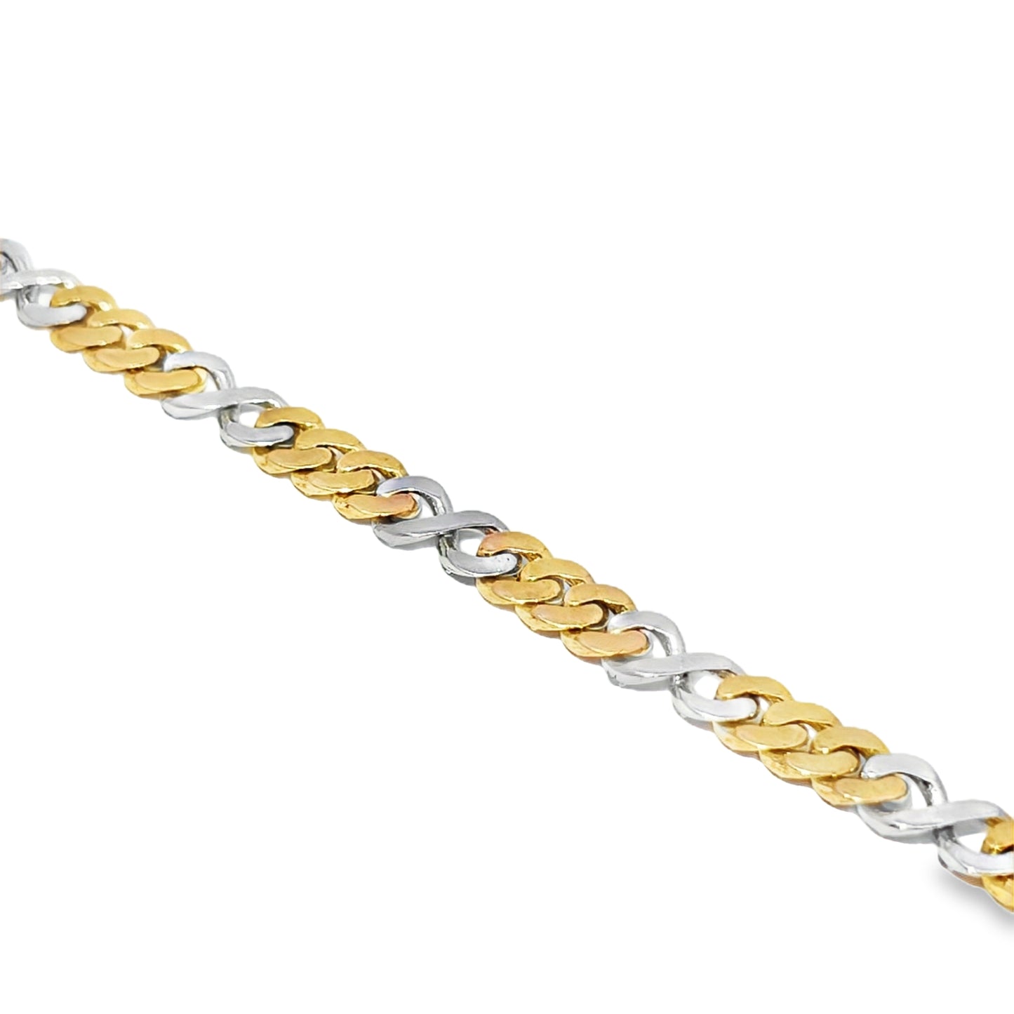 10K Yellow & White Gold Diamond Cuban Infinity Link Bracelet 1.89ctw