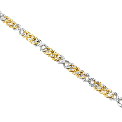 10K Yellow & White Gold Diamond Cuban Infinity Link Bracelet 1.89ctw