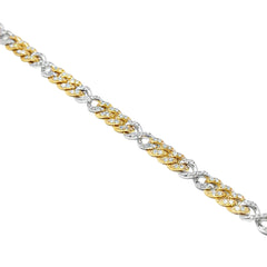 10K Yellow & White Gold Diamond Cuban Infinity Link Bracelet 1.89ctw