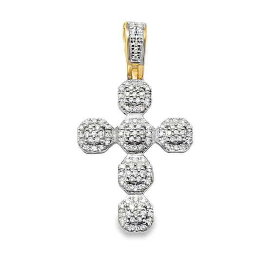 10K Yellow Gold Diamond Cross Pendant 0.25 ctw