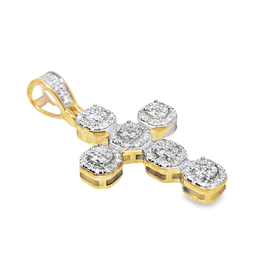10K Yellow Gold Diamond Cross Pendant 0.25 ctw