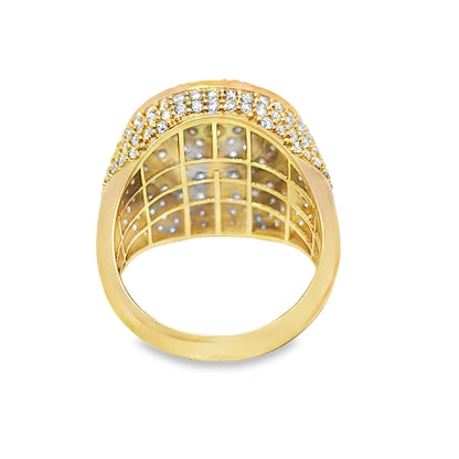Mens Statement Round Dome Ring 3.00 ctw Diamond 10K Yellow Gold