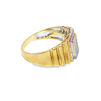 Square Classic Mens Diamond Ring 0.20 ctw 10K Yellow Gold