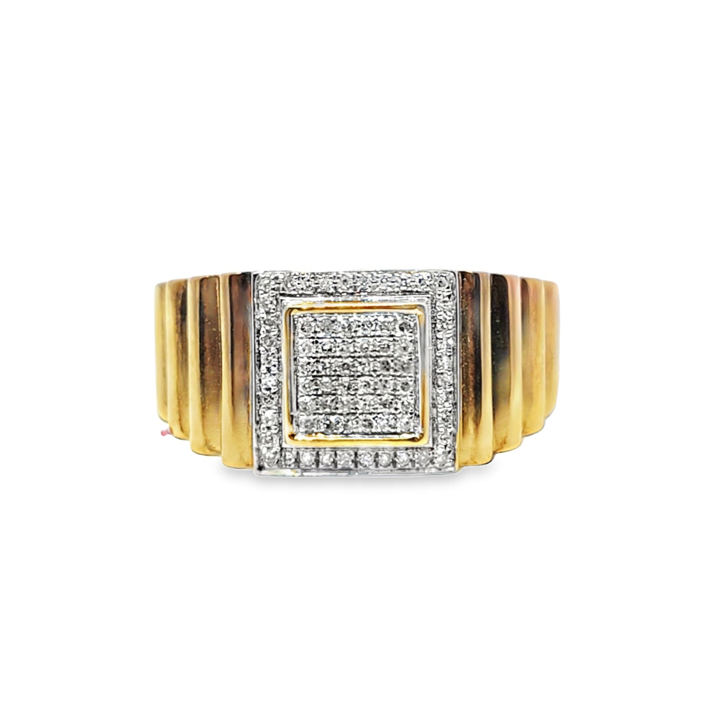 Square Classic Mens Diamond Ring 0.20 ctw 10K Yellow Gold