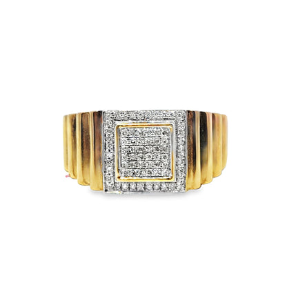 Square Classic Mens Diamond Ring 0.20 ctw 10K Yellow Gold