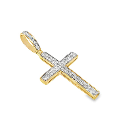10K Yellow Gold Diamond Cross Pendant 0.30 ctw