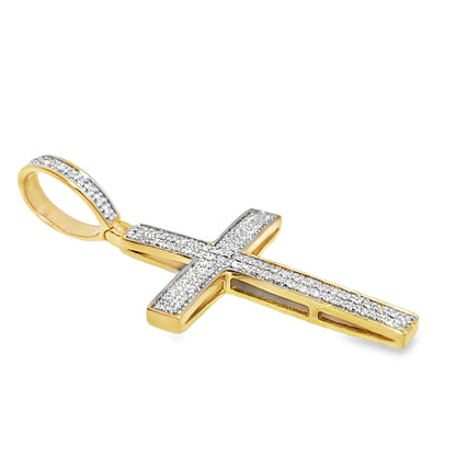 10K Yellow Gold Diamond Cross Pendant 0.30 ctw