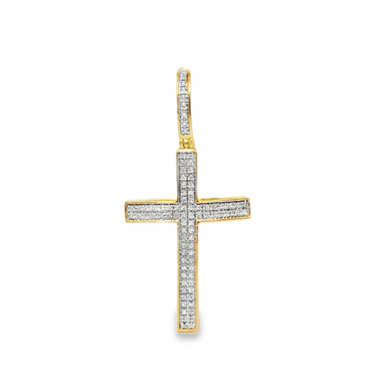 10K Yellow Gold Diamond Cross Pendant 0.30 ctw