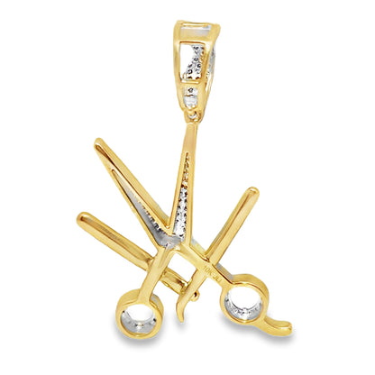 Barber Scissor Pendant 0.33 ctw Diamond 10K Yellow Gold
