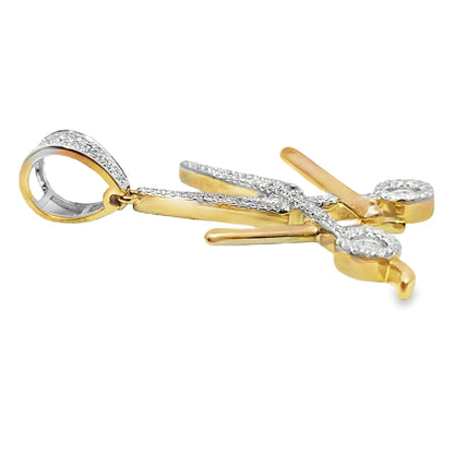 Barber Scissor Pendant 0.33 ctw Diamond 10K Yellow Gold