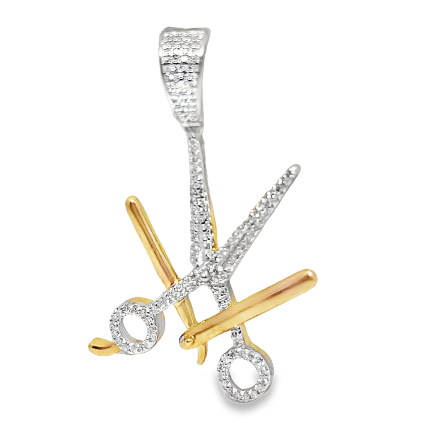 Barber Scissor Pendant 0.33 ctw Diamond 10K Yellow Gold