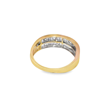 Two Row Mens Diamond Band 1.00 ctw 10K Yellow Gold