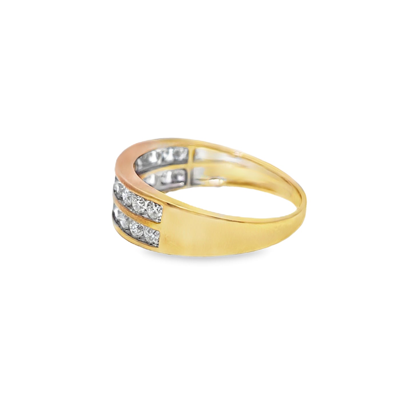 Two Row Mens Diamond Band 1.00 ctw 10K Yellow Gold