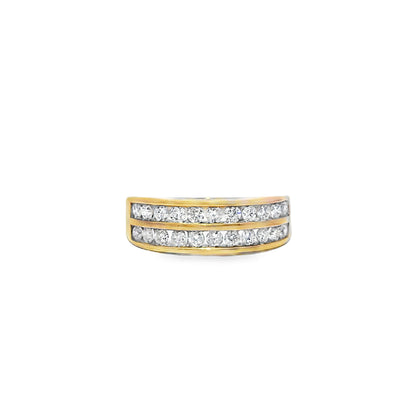 Two Row Mens Diamond Band 1.00 ctw 10K Yellow Gold