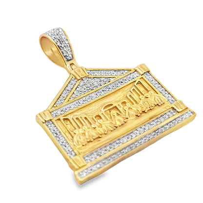 10K Yellow Gold Diamond Last Supper Pendant 0.39 ctw