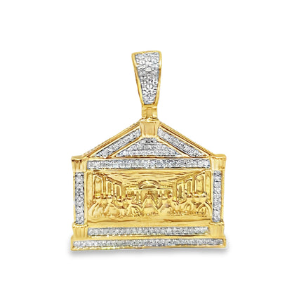 10K Yellow Gold Diamond Last Supper Pendant 0.39 ctw