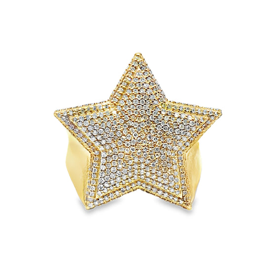 Star Ring 1.14 ctw Diamond 10K Yellow and White Gold