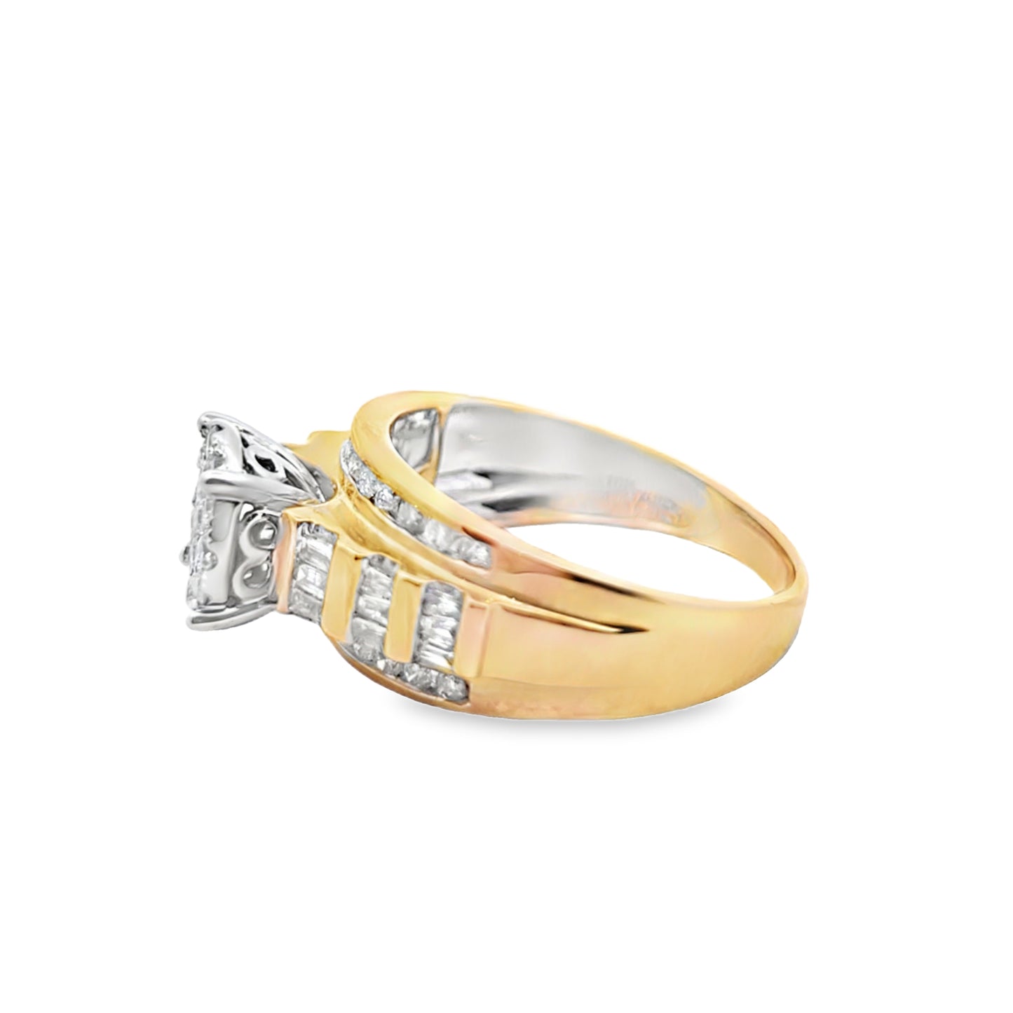 Round Baguette Ring 0.50 ctw Diamond 10K Yellow Gold