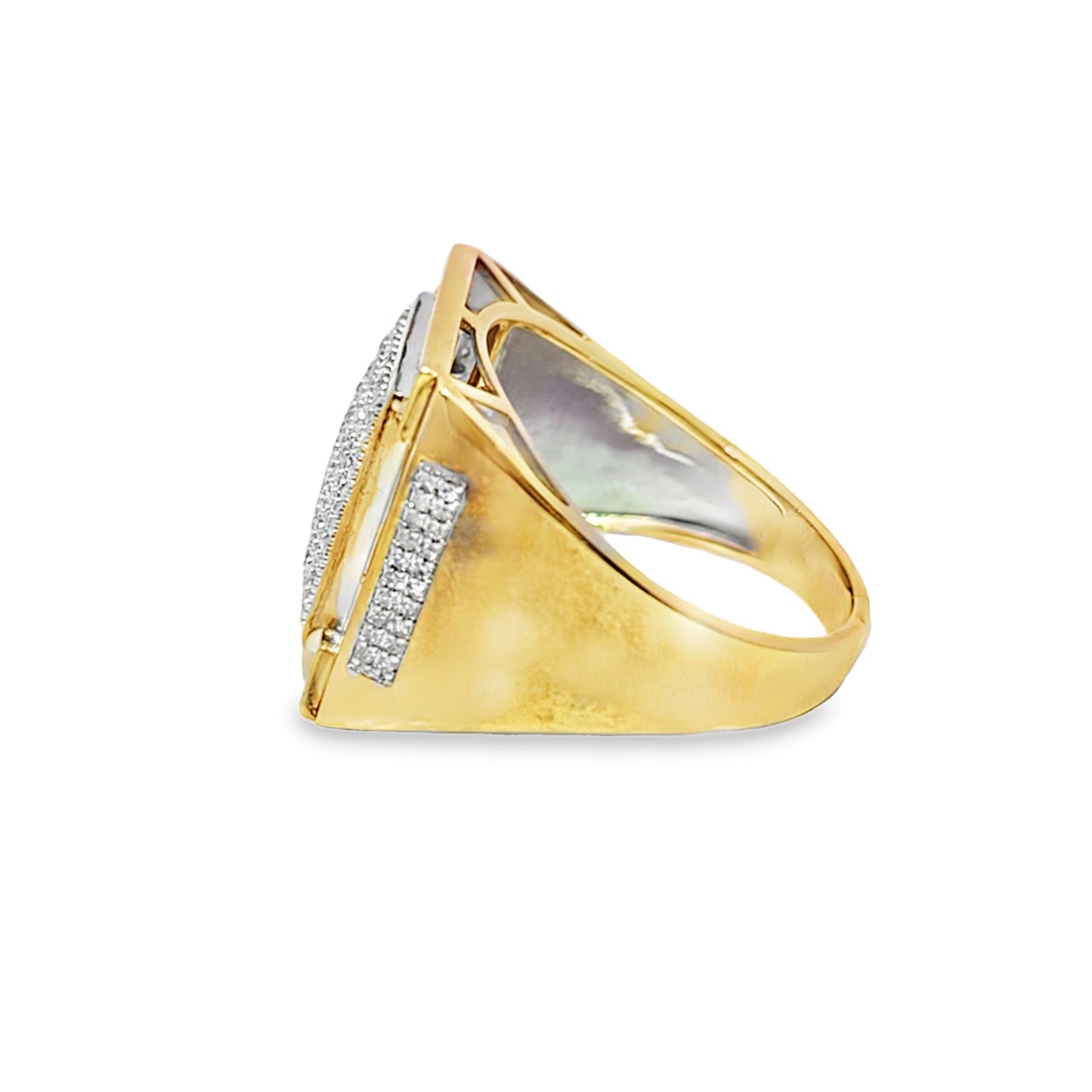 Mens Square Statement Ring 0.79 ctw Diamond 10K Yellow Gold