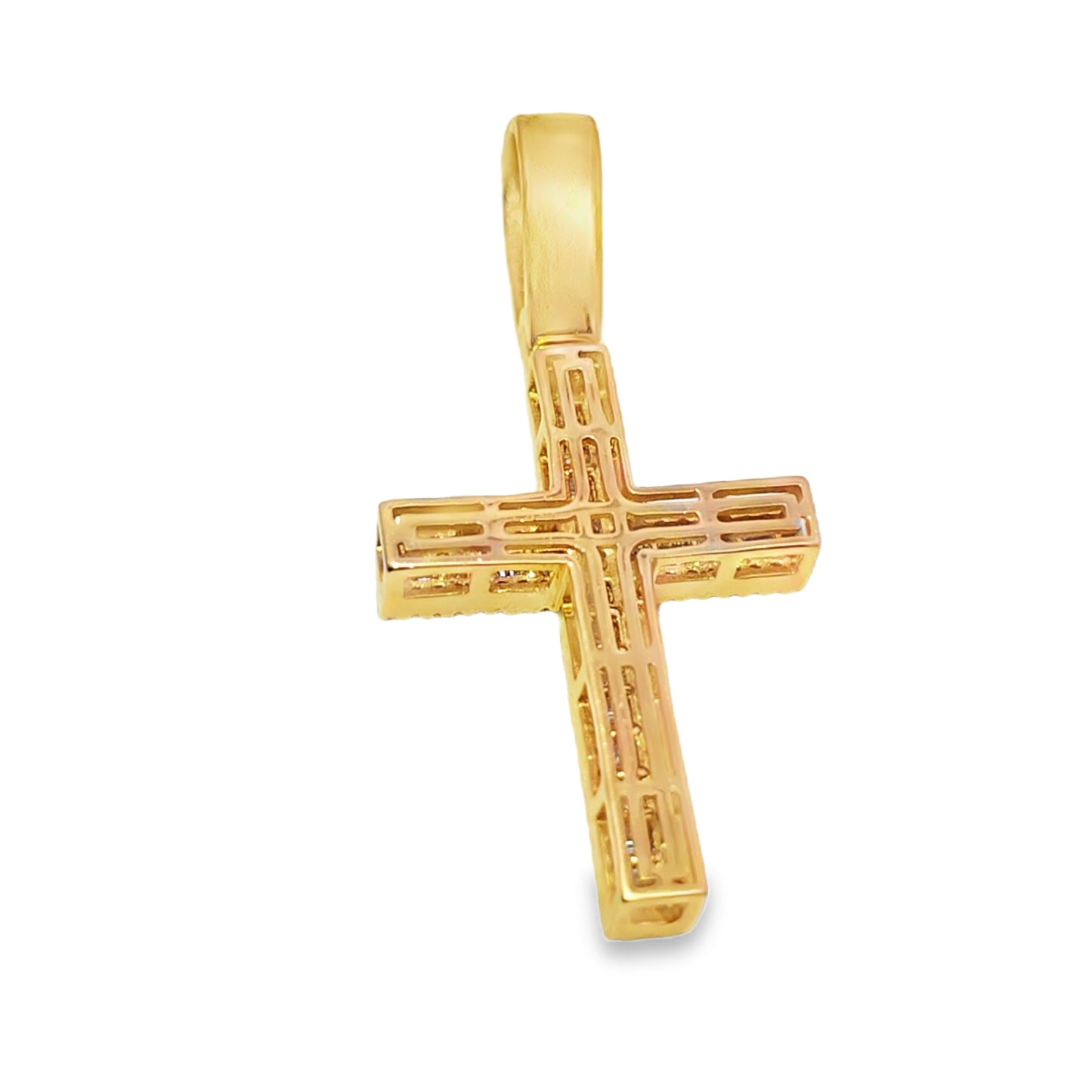 10K Yellow Gold 1.00 ctw Diamond Baguette Cross Pendant | Faith & Luxury Statement | Jewelry Palace