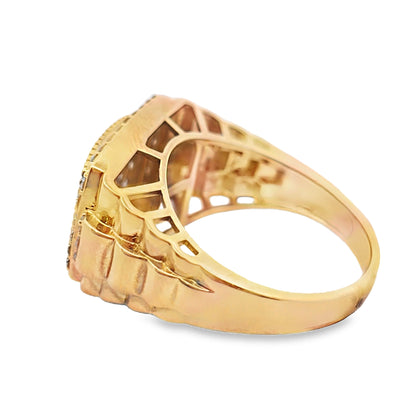 Mens Pink Ring 1.15 ctw Diamond 10K Yellow Gold