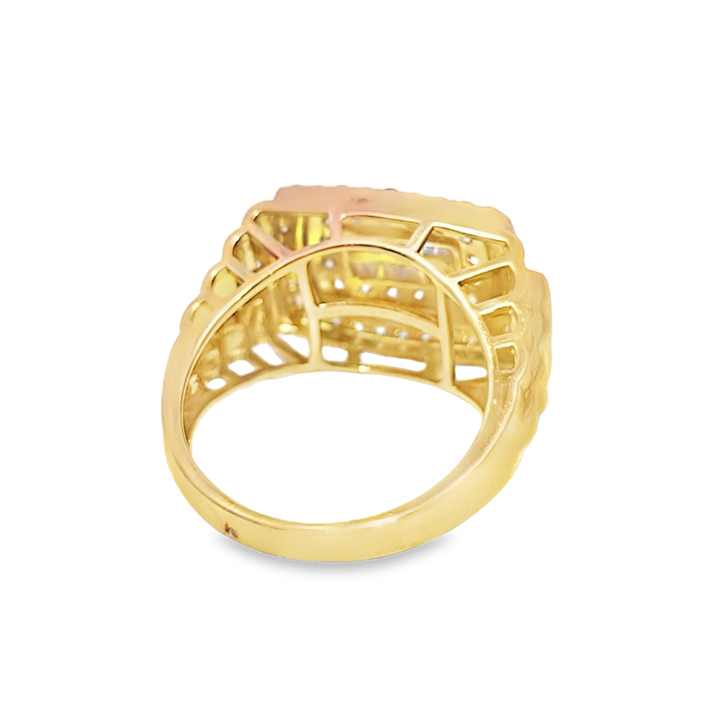 Mens Pink Ring 1.15 ctw Diamond 10K Yellow Gold