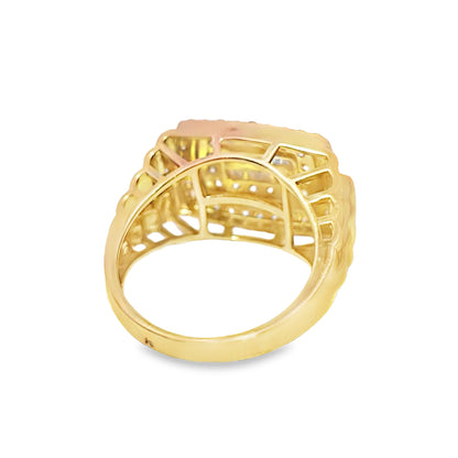 Mens Pink Ring 1.15 ctw Diamond 10K Yellow Gold