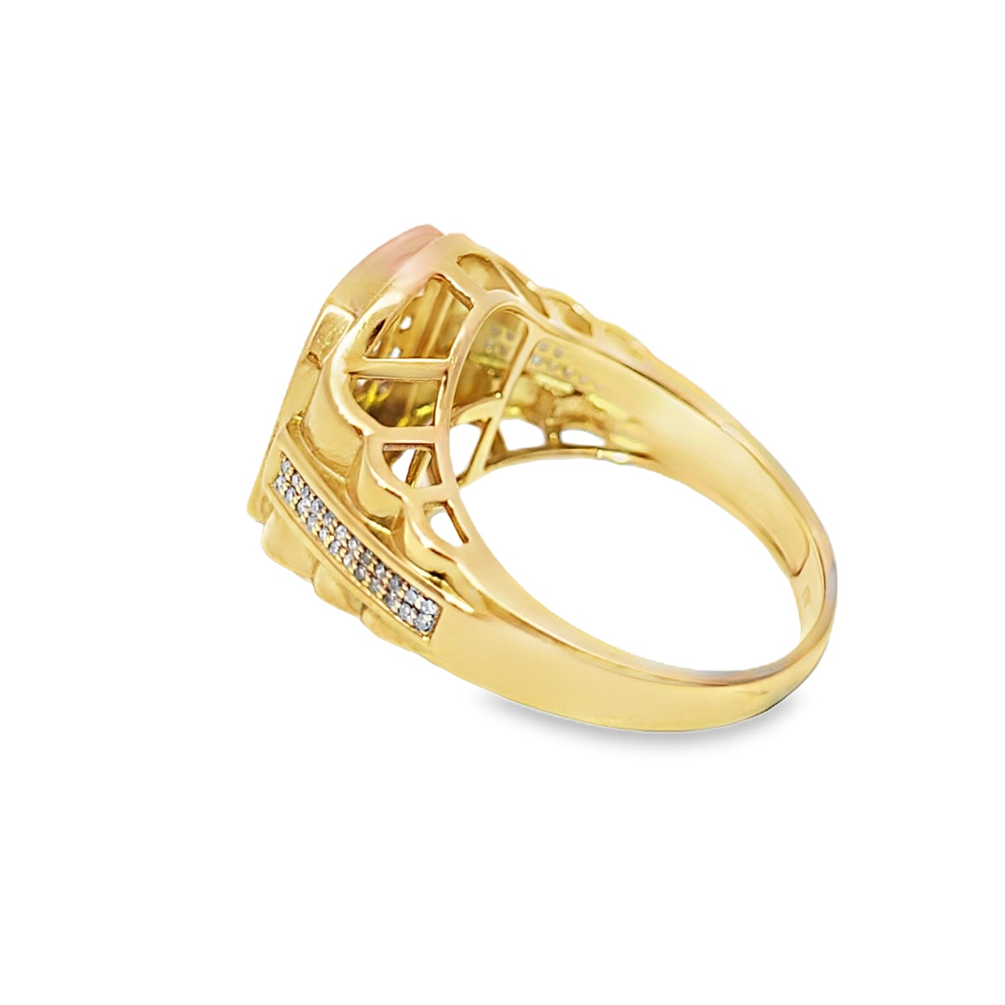 Mens Pinky Ring Round & Baguette Diamond 1.00 ctw 10K Yellow Gold