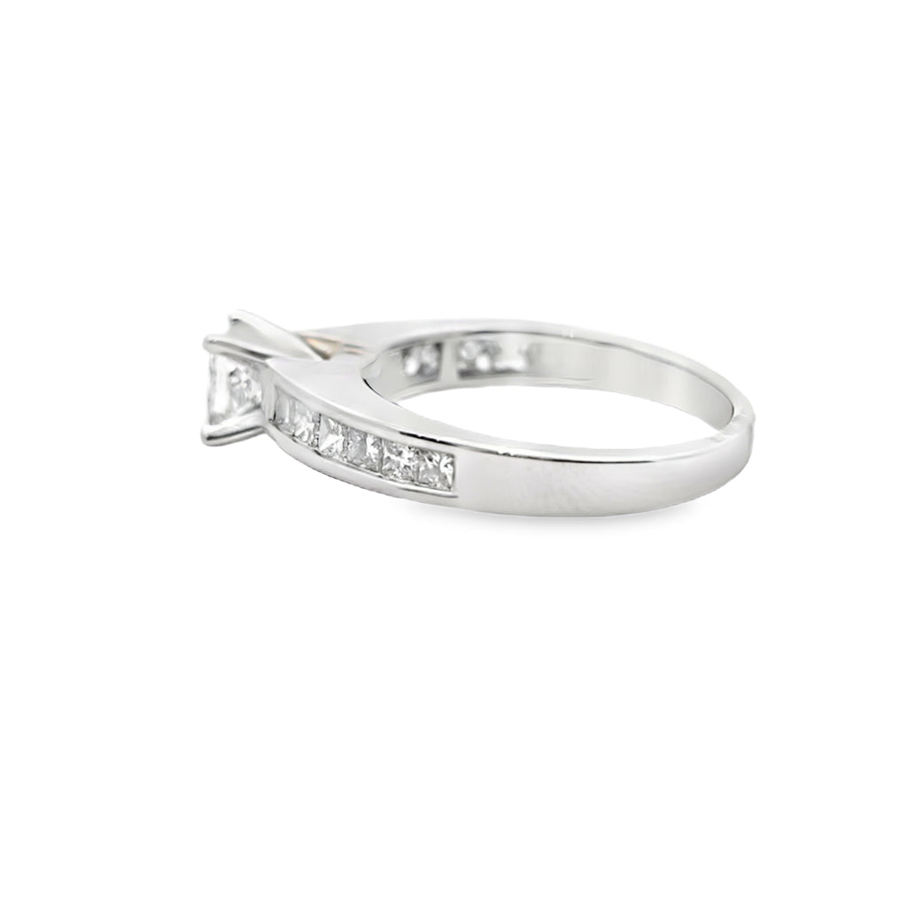 14K White Gold Princess Cut Diamond Ring 1.25 ctw