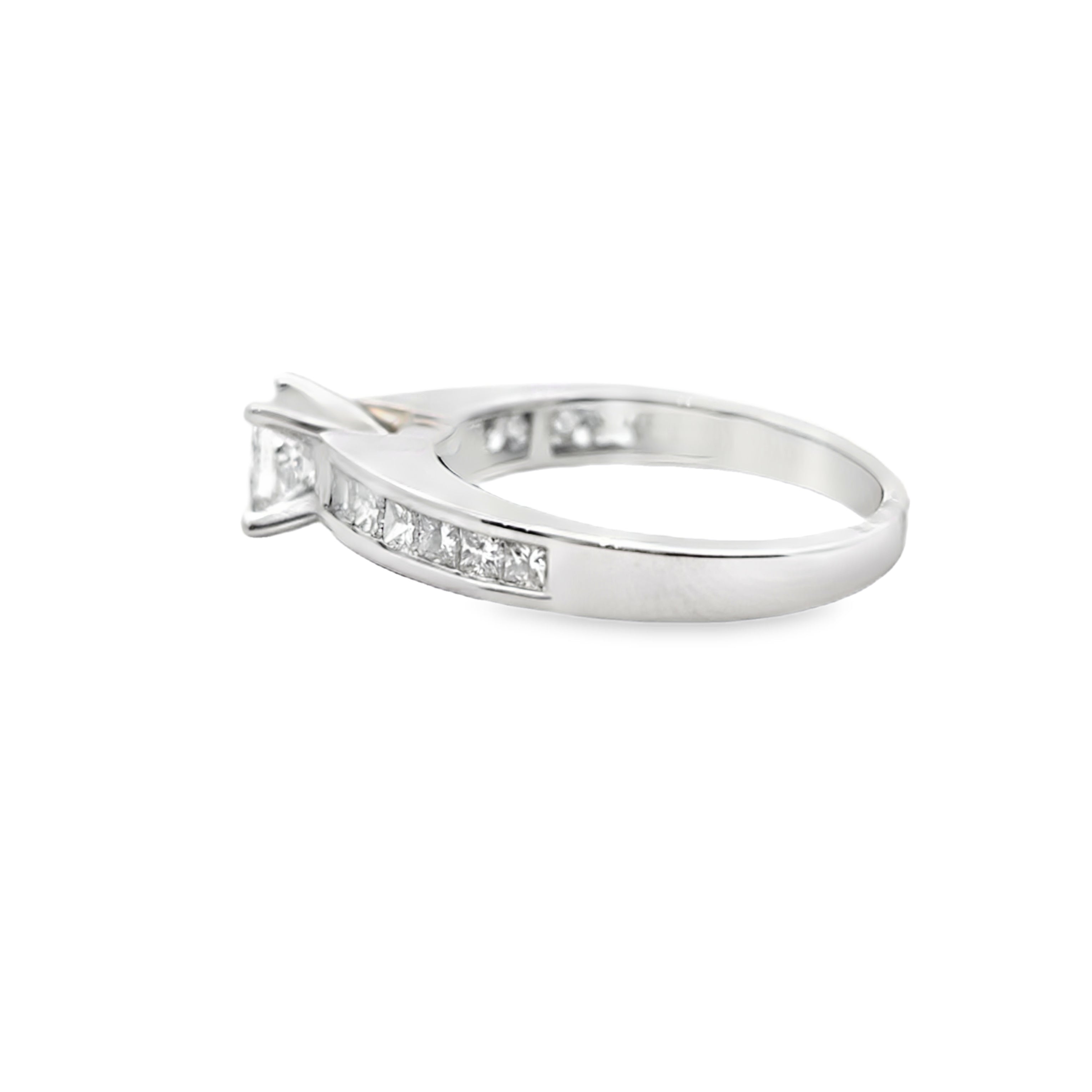 14K White Gold Princess Cut Diamond Ring 1.25 ctw