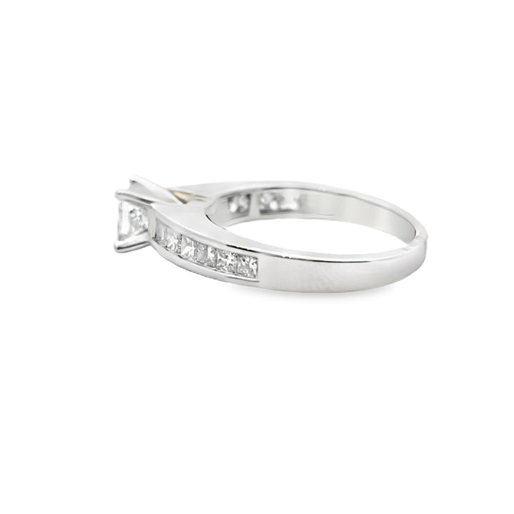 14K White Gold Princess Cut Diamond Ring 1.25 ctw