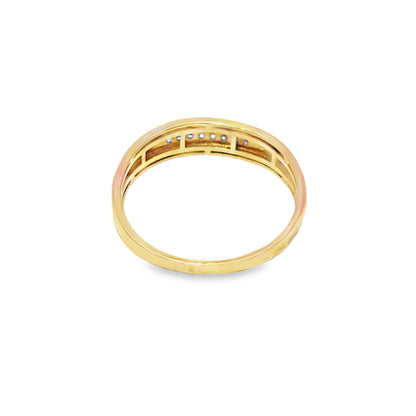 Diamond Round Cut Band Ring 10K Yellow Gold